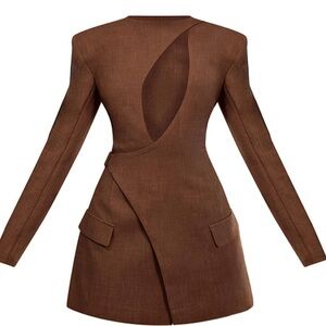 PrettyLittleThing Elegant Brown Long Sleeve Dress